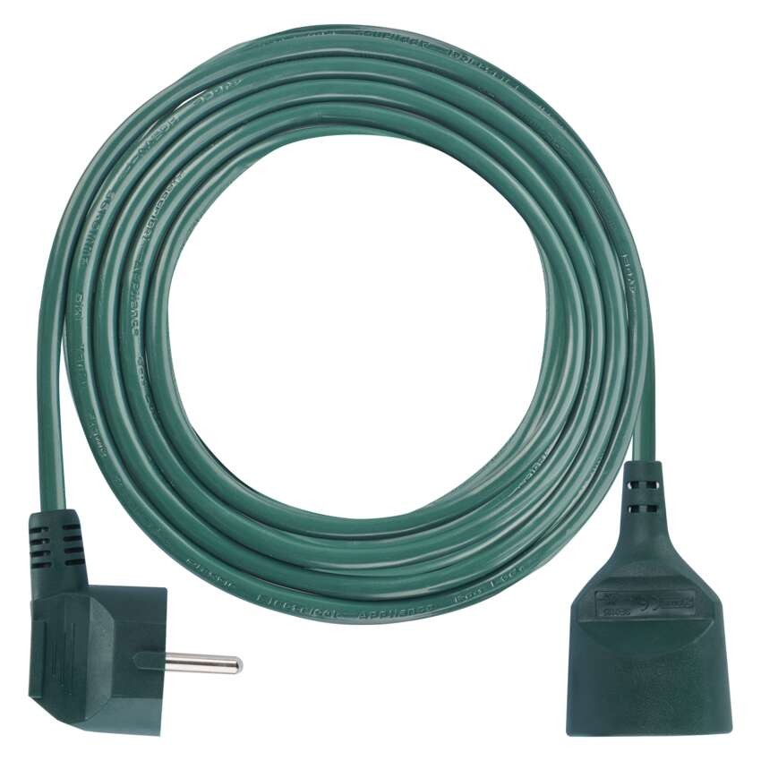 Predlžovací kábel 5 m / 1 zásuvka / zelený / PVC / 1,5 mm2