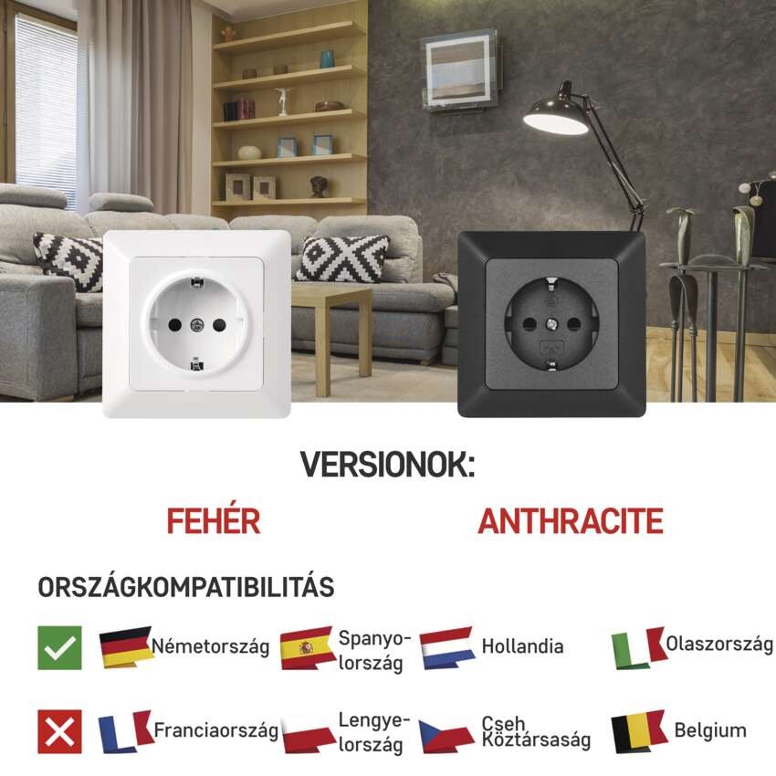 EMOS Csatalakozó aljzat SCHUKO, antracit