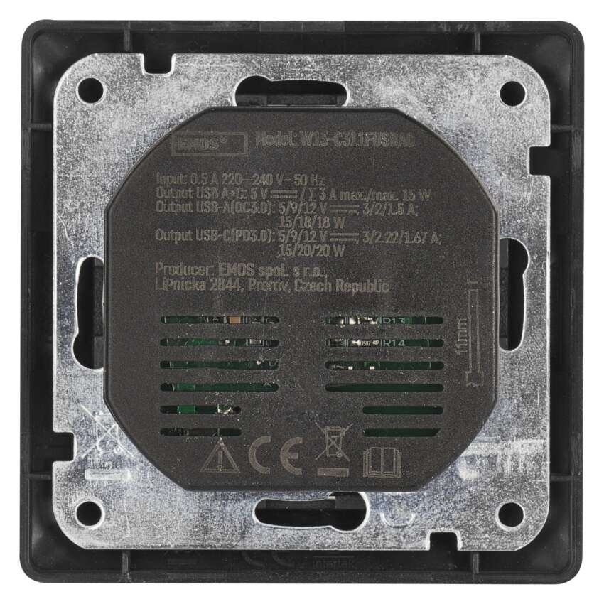 Lizdas su USB-A+C 2,1 A maks., antracito spalvos