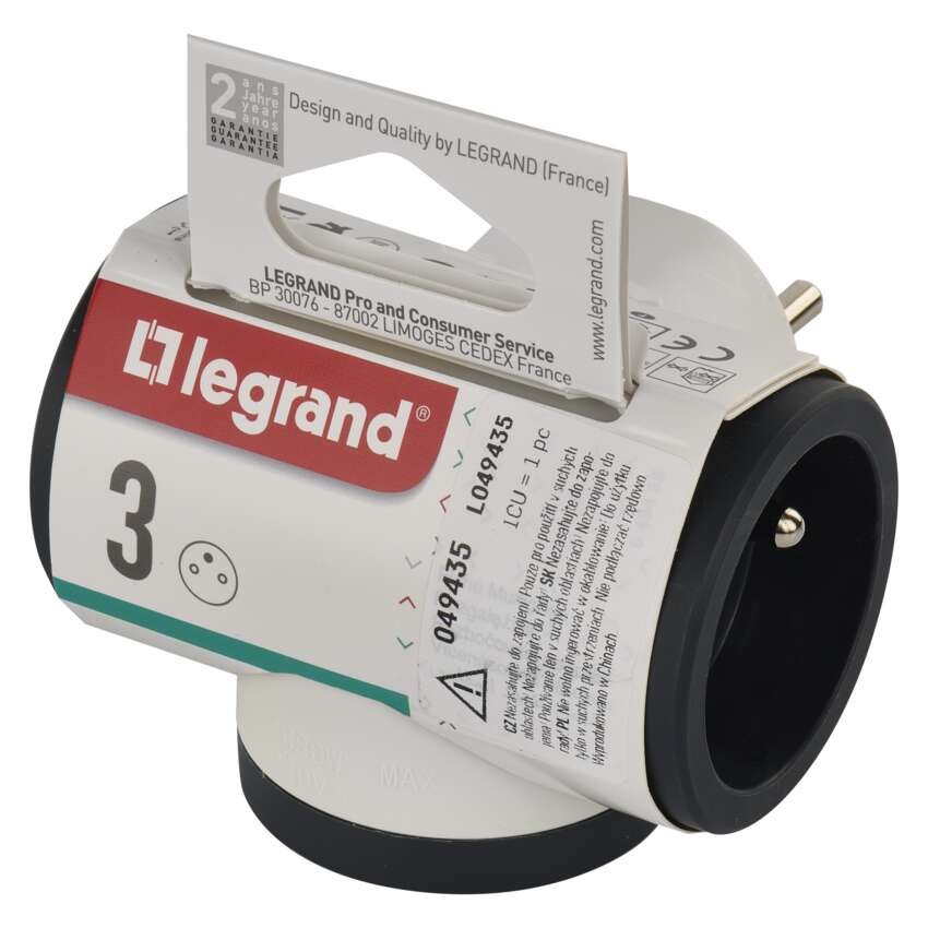 LEGRAND Revolution Rozbočovacia zásuvka 3× guľatá
