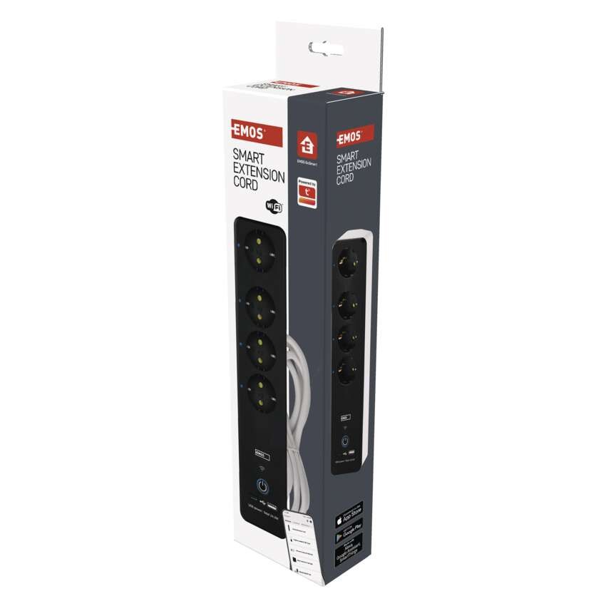 GoSmart Okos hosszabbító-elosztó 2 m/4 konnektorral/kapcs./PVC/USB-vel és wifivel/1,5 mm2