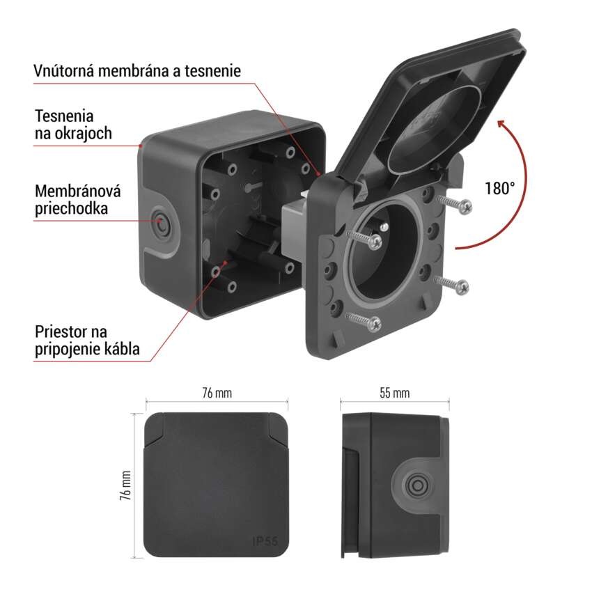 EMOS Cyklone zásuvka nástenná IP55