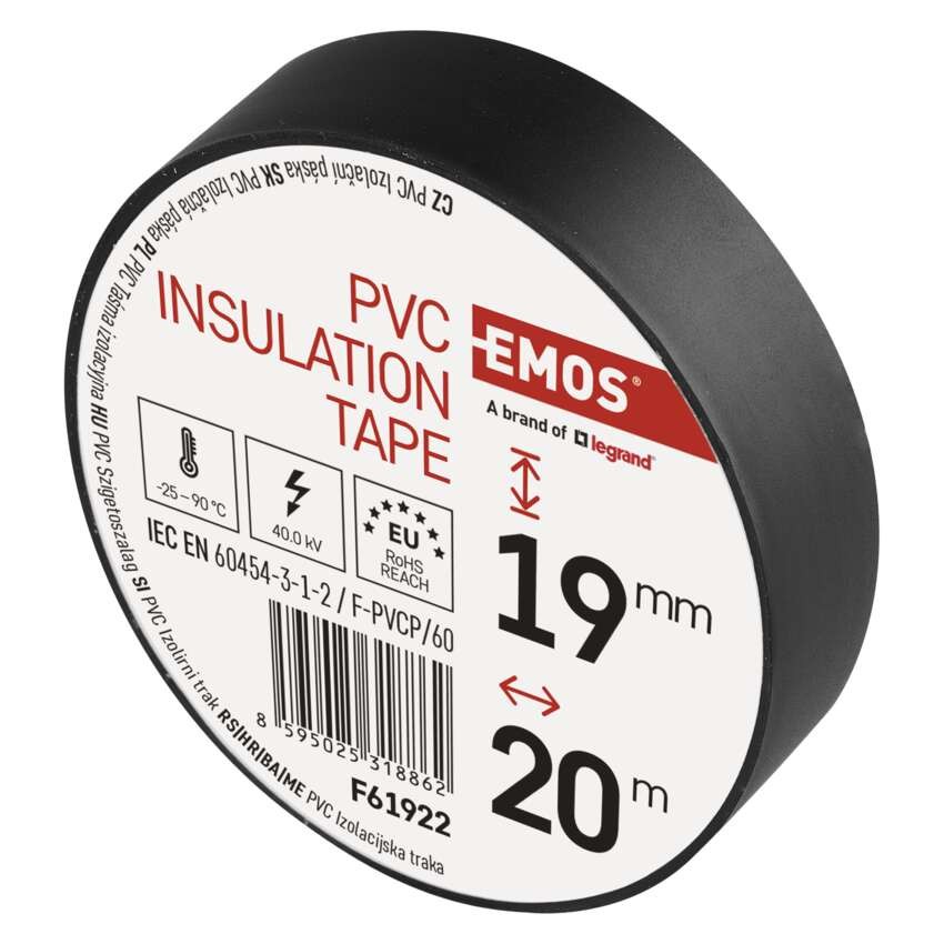 Taśma izolacyjna PVC 19mm / 20m czarna