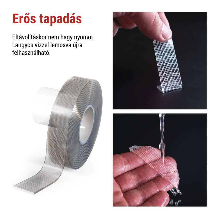 Kétoldalas NANOGRID szalag 19 mm / 3 m, átlátszó
