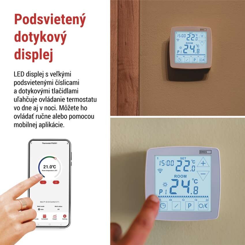 Izbový programovateľný drôtový WiFi GoSmart termostat P56S01