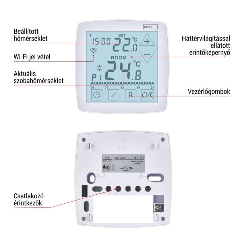 GoSmart Programozható vezetékes szobatermosztát WiFi-vel P56S01 