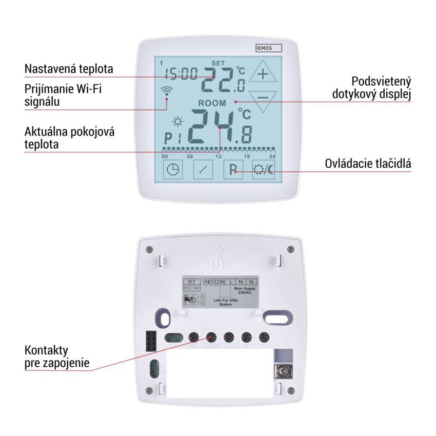 Izbový programovateľný drôtový WiFi GoSmart termostat P56S01