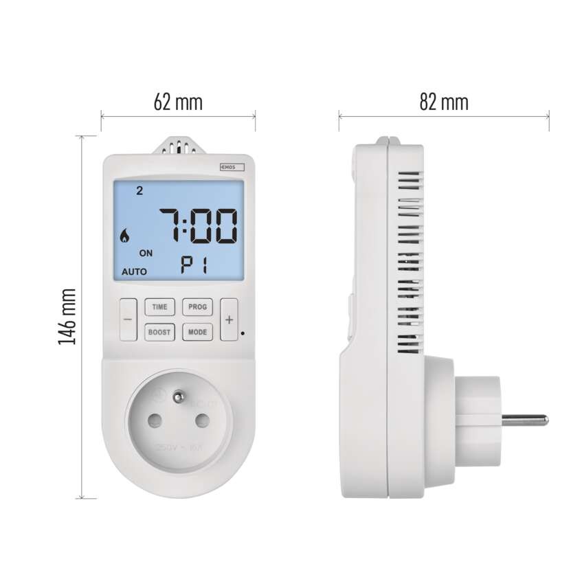 GoSmart Termostat gniazdkowy z funkcją timera cyfrowego 2w1 z WiFi
