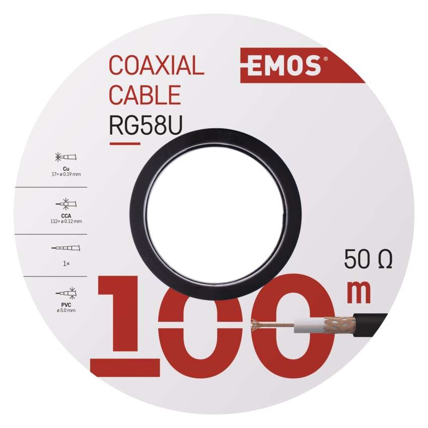 Kabel koncentryczny RG58U, 100m