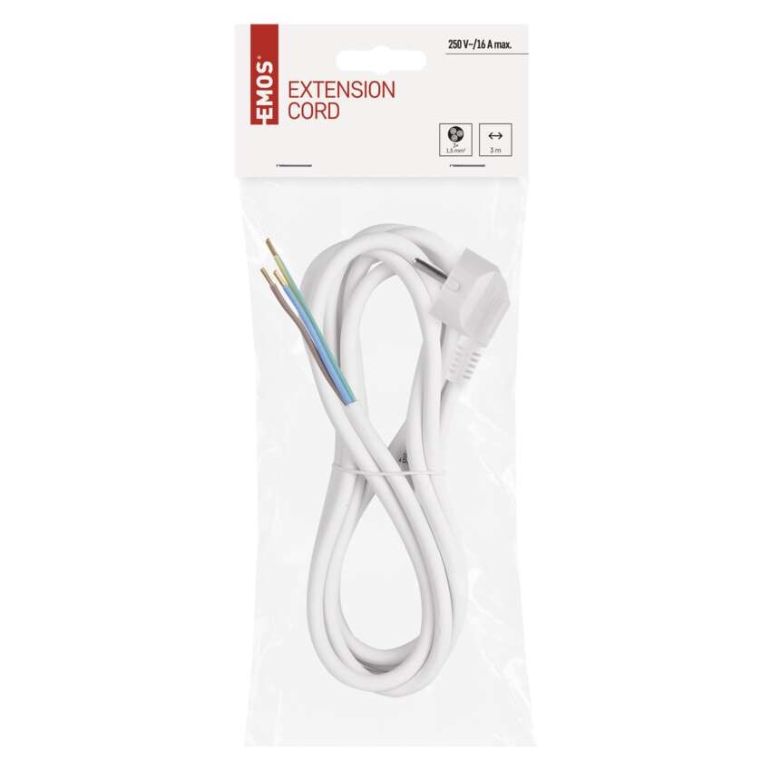 Flexo šnúra PVC 3× 1,5mm2, 3m, biela