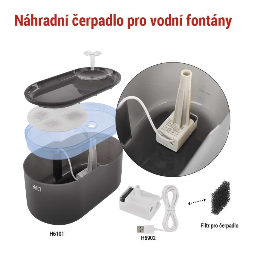 Náhradní vodní čerpadlo pro vodní fontány, bílé