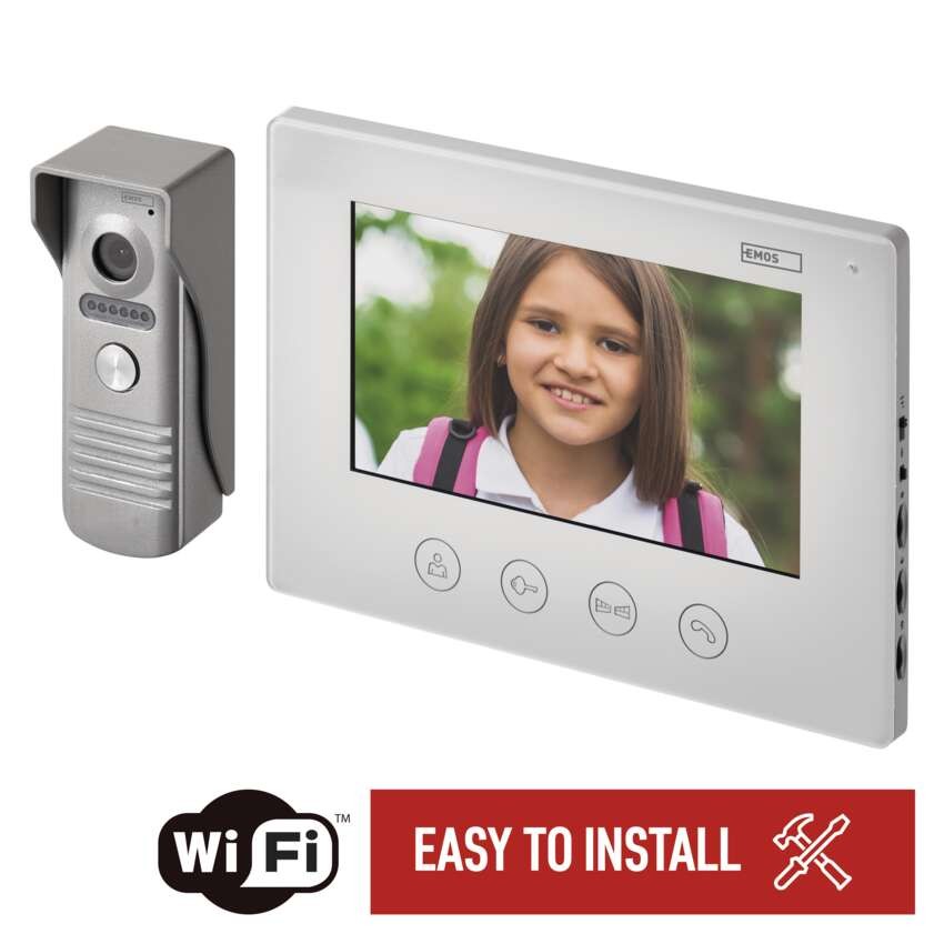 EMOS Videó kaputelefon WiFi szett EM-101WIFI, fehér