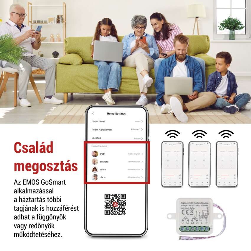 GoSmart motoros modul IP-2122CZ, ZigBee, 2 csatornás