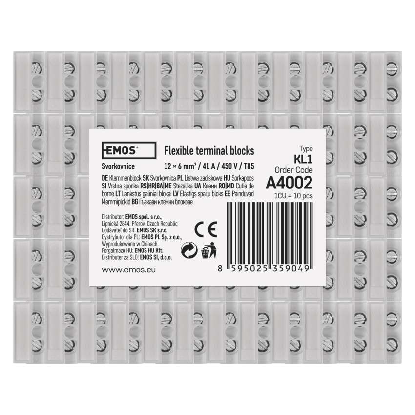 Kostka terminal block 12x6,00 mm biała 10 szt