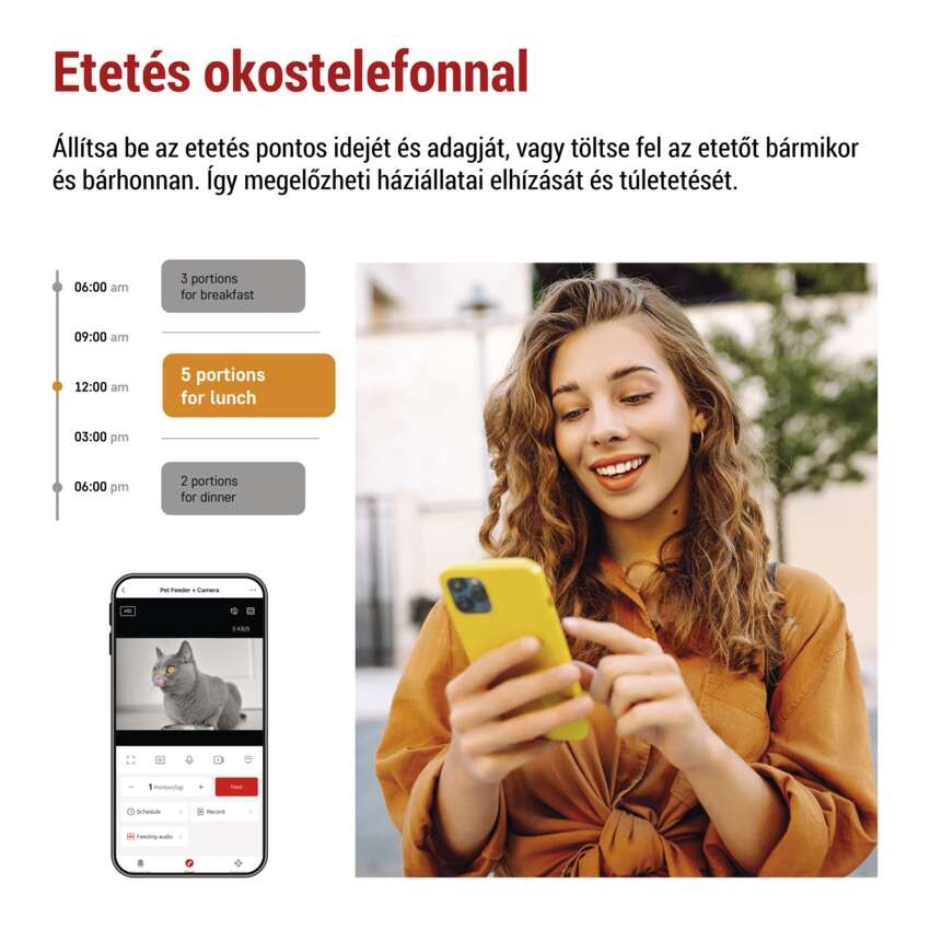 GoSmart állateledel adagoló kamerával Pet Care, 6 l, fekete, Wi-Fi
