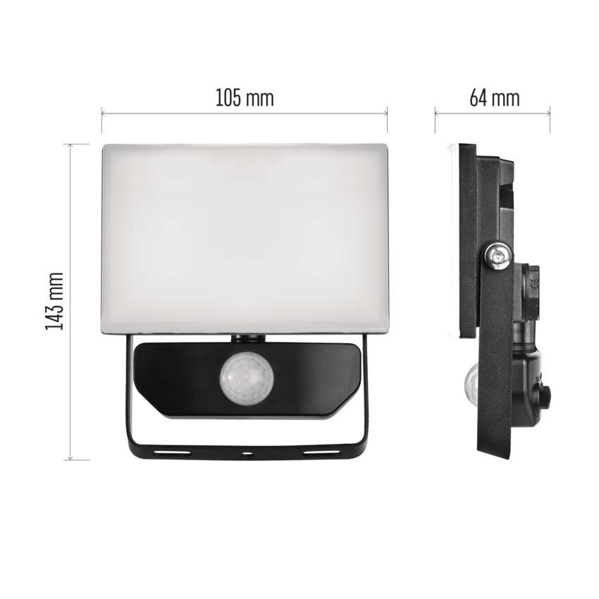 LED prožektors TAMBO ar kustības sensoru, 10 W, 1000 lm, melns