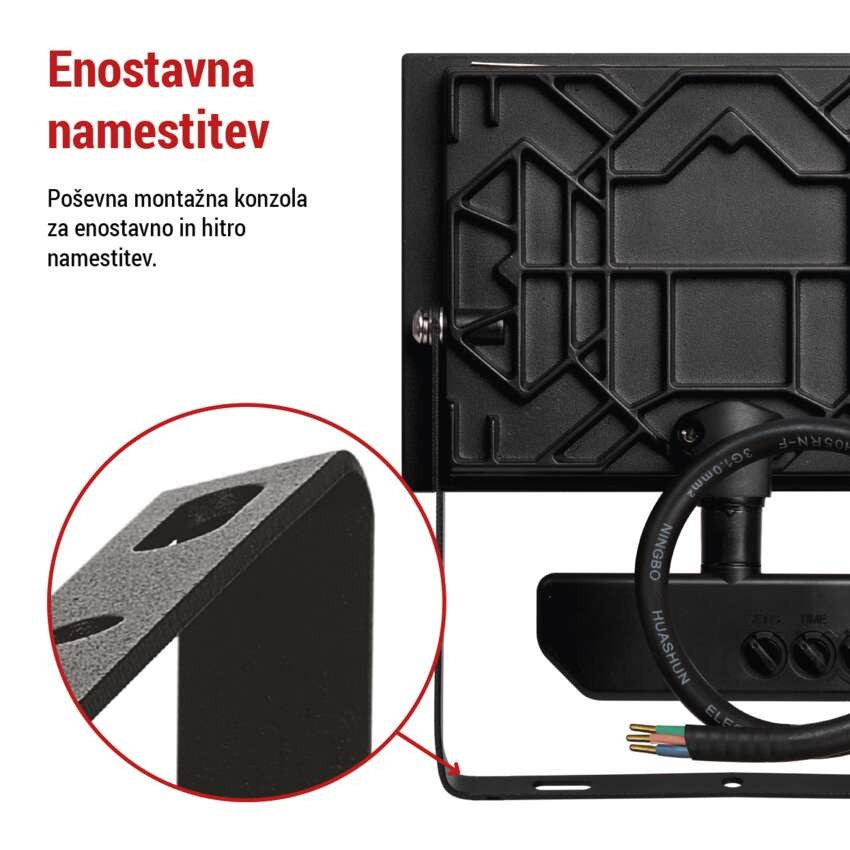 LED reflektor TAMBO s senzorjem gibanja, 30 W, 3000 lm, črn