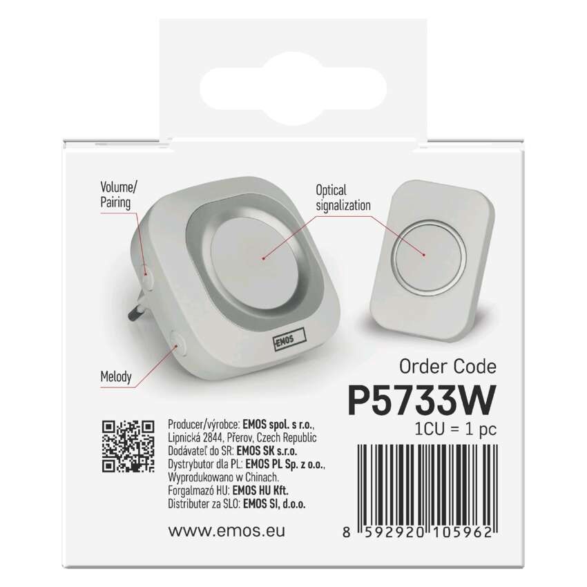 Domový bezdrôtový zvonček P5733W do zásuvky