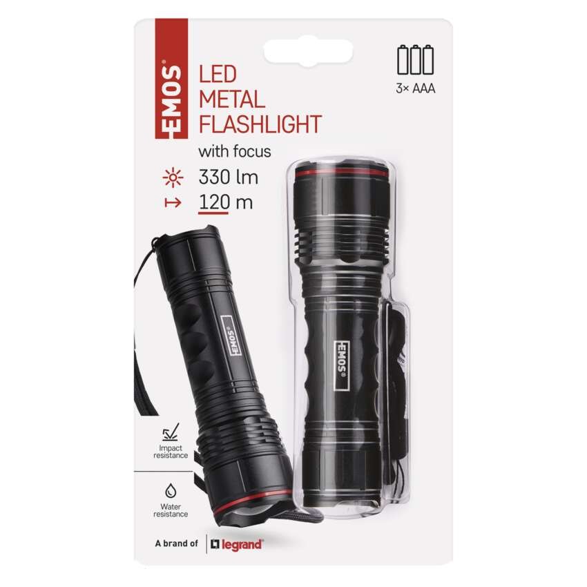Metalinis LED žibintuvėlis P3114, 330 lm, 3× AAA, FOCUS