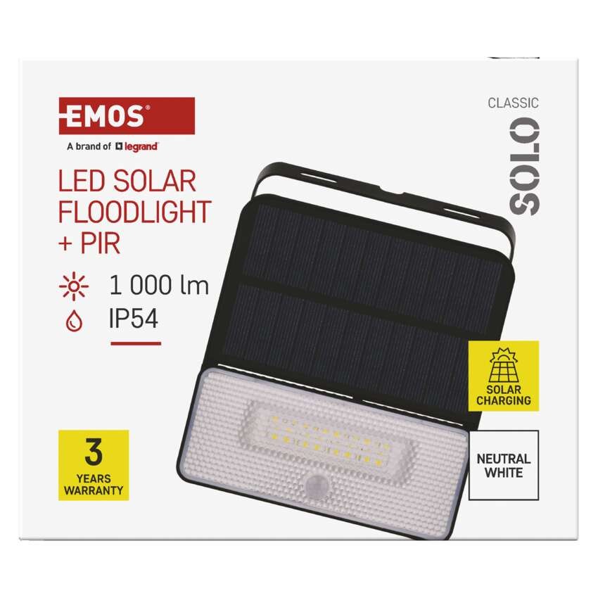 LED prožektorius SOLO nešiojamas su PIR, juodas, neutraliai baltas
