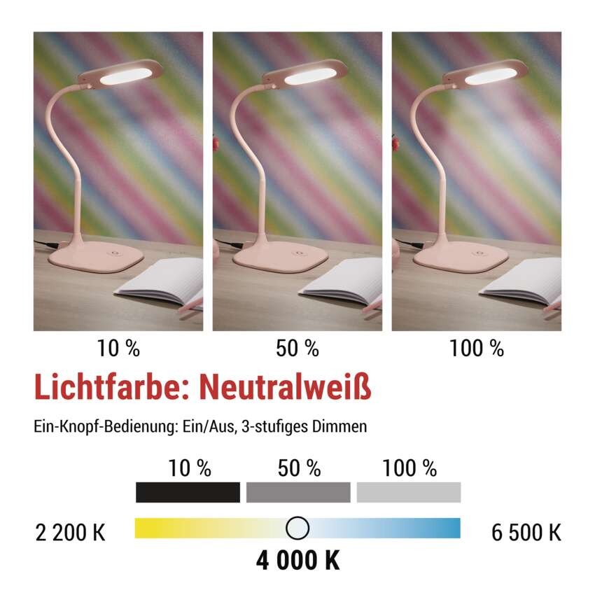 LED Schreibtischlampe STELLA, rosa