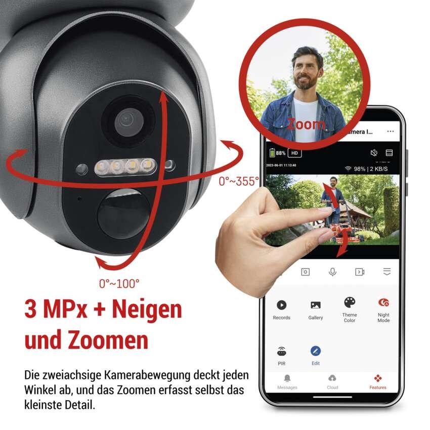 GoSmart Rotierende Outdoor IP Kamera mit 4G/LTE IP-6000 OWL, grau