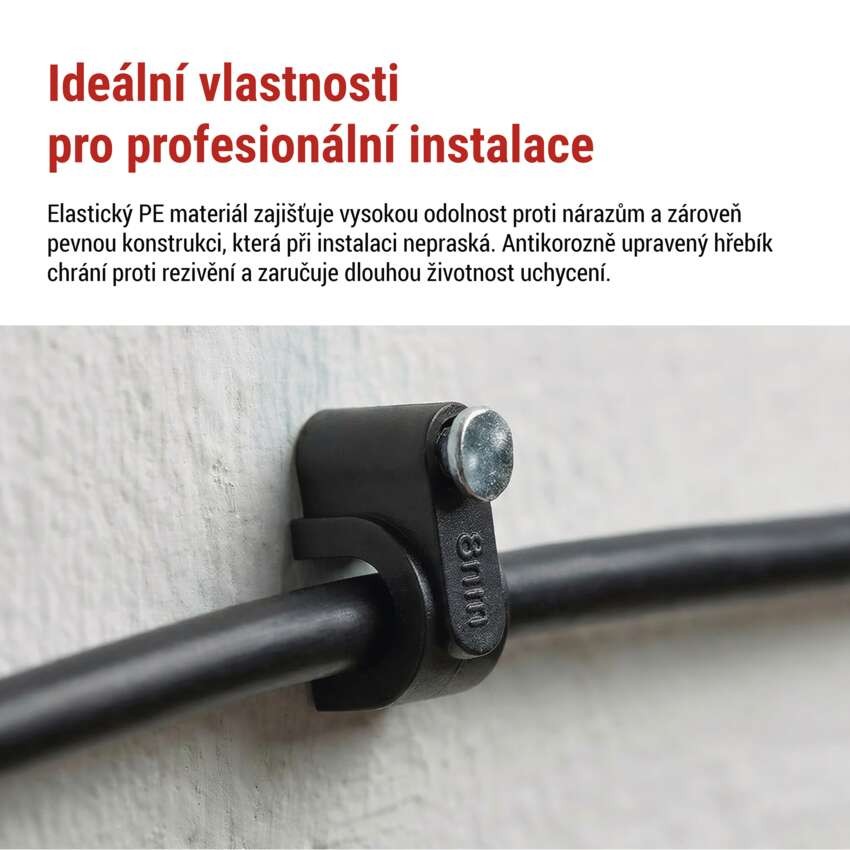 Kabelová příchytka 8 mm, černá, 50 ks