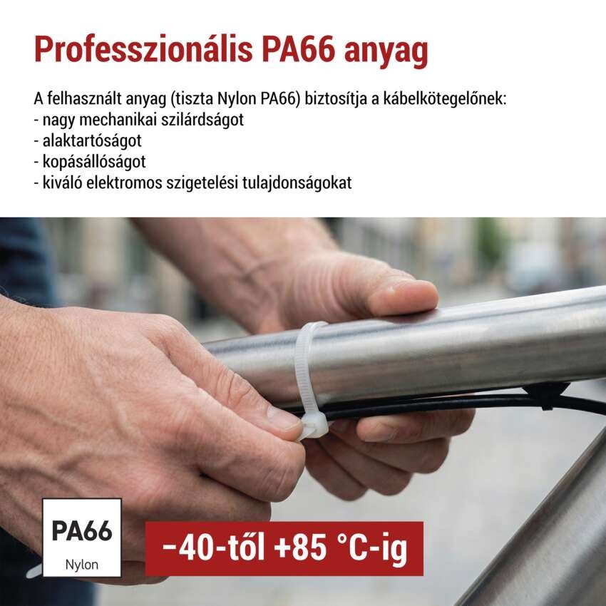 Kábelkötöző 150×3,5, fehér, 100 szt