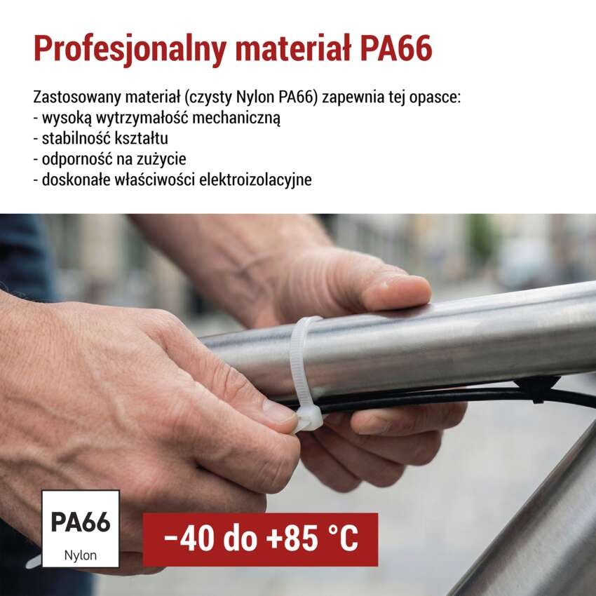 Opaska kablowa 150×3,5, biała, 100 szt