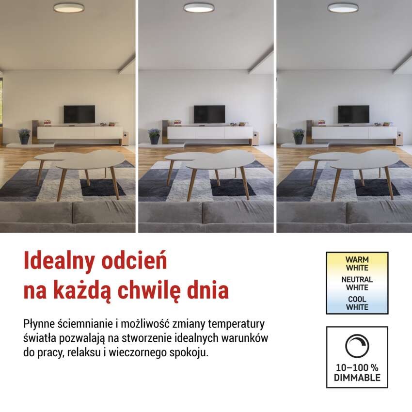 Oprawa LED nawierzchniowa ILVI, okrągła, 30 W, z funkcją ściemniania i zmianą CCT, biała 