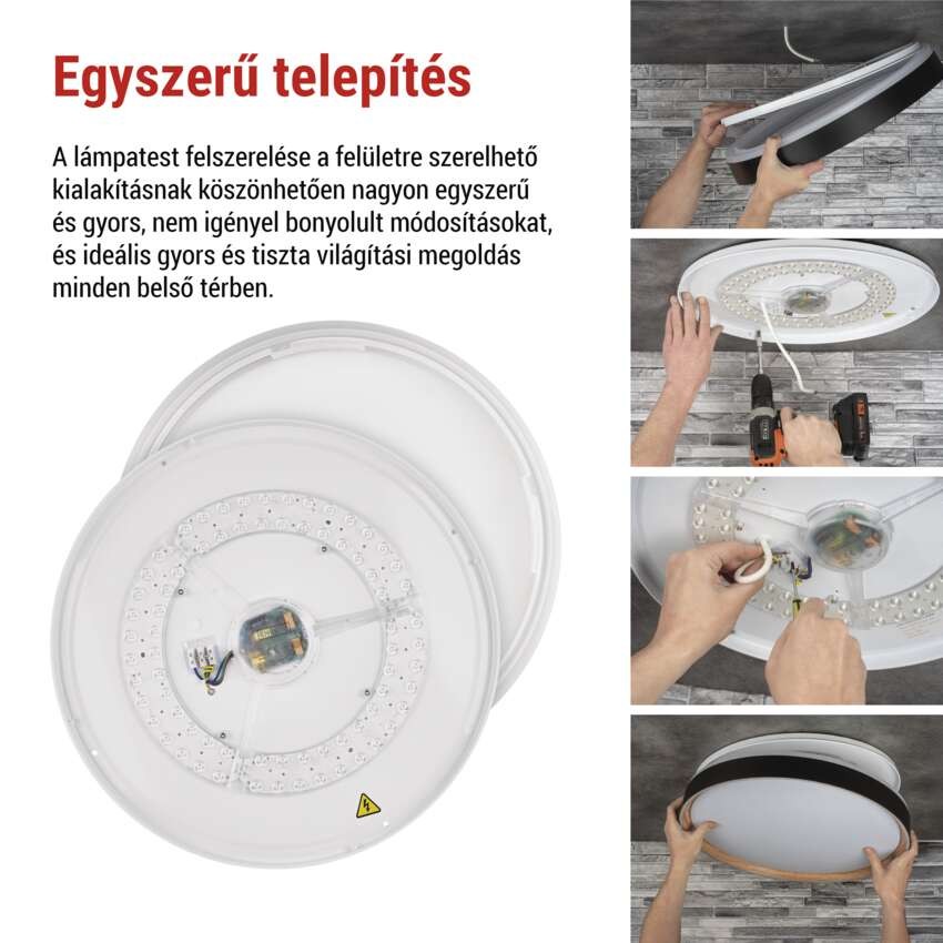 ILVI LED-es felületre szerelhető lámpa, kör alakú, 30 W, fényerő-szabályozás + CCT, feket