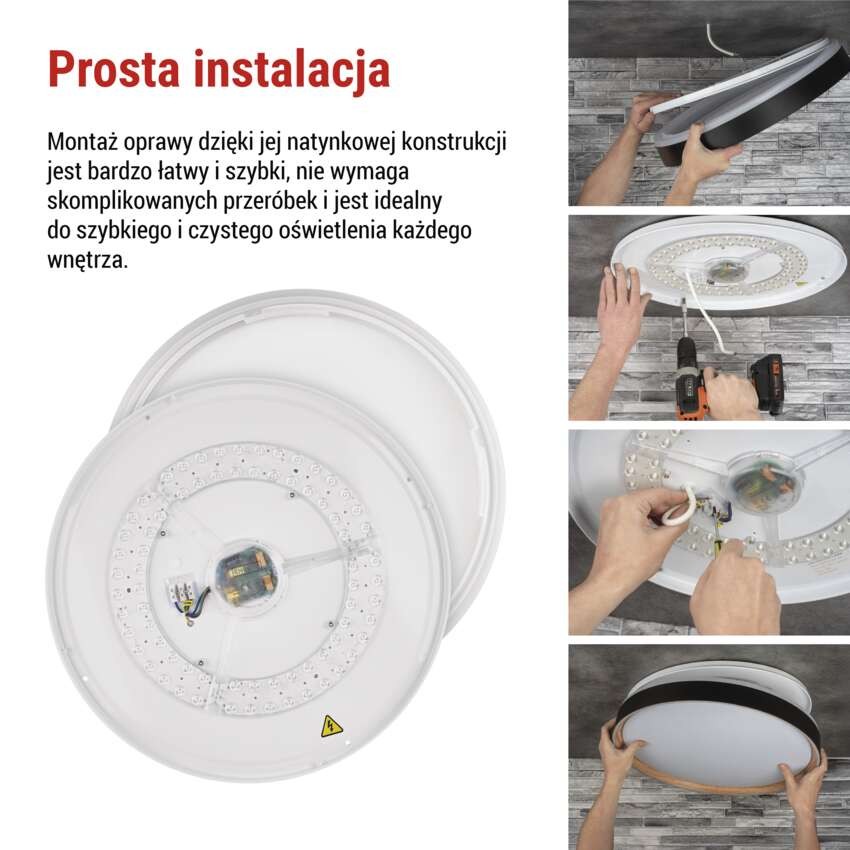 Oprawa LED do montażu natynkowego ILVI, okrągła 30 W, regulacja jasności + CCT, czarna + 