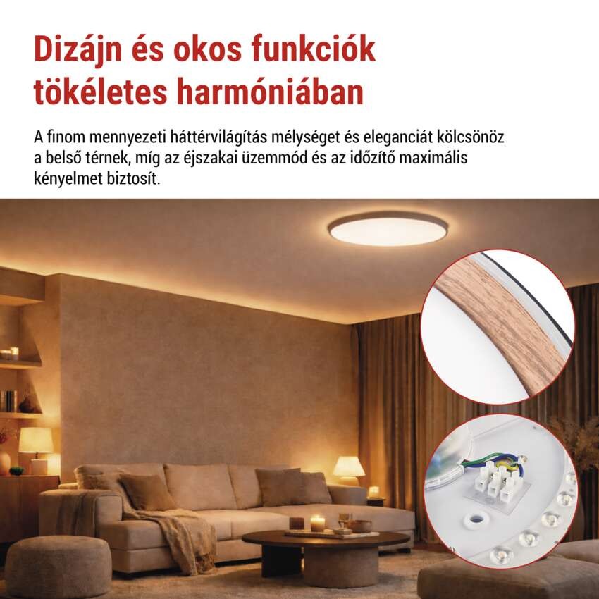 ILVI LED-es felületre szerelhető lámpa, kör alakú, 30 W, fényerő-szabályozás + CCT, feket