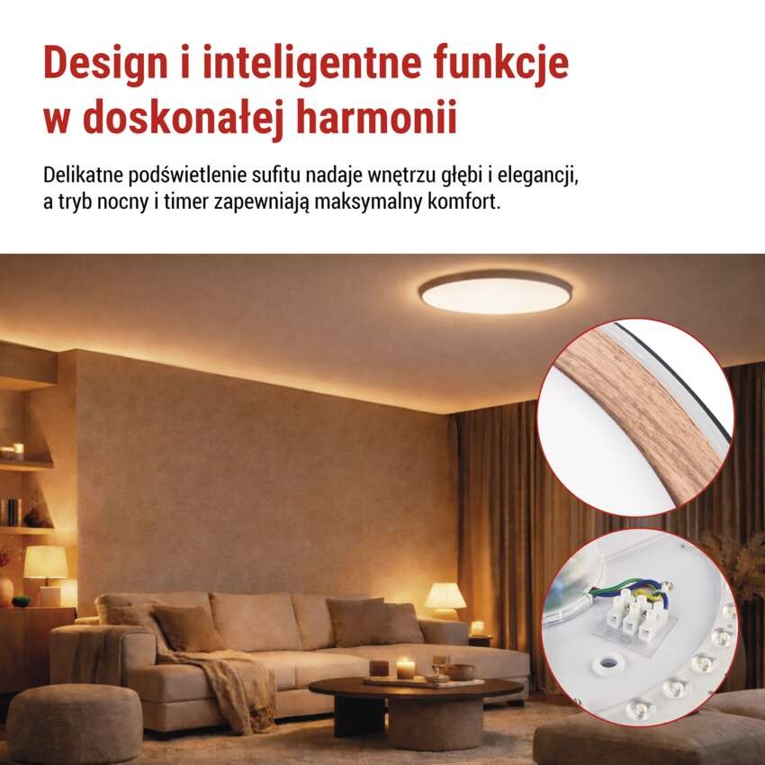 Oprawa LED do montażu natynkowego ILVI, okrągła 30 W, regulacja jasności + CCT, czarna + 