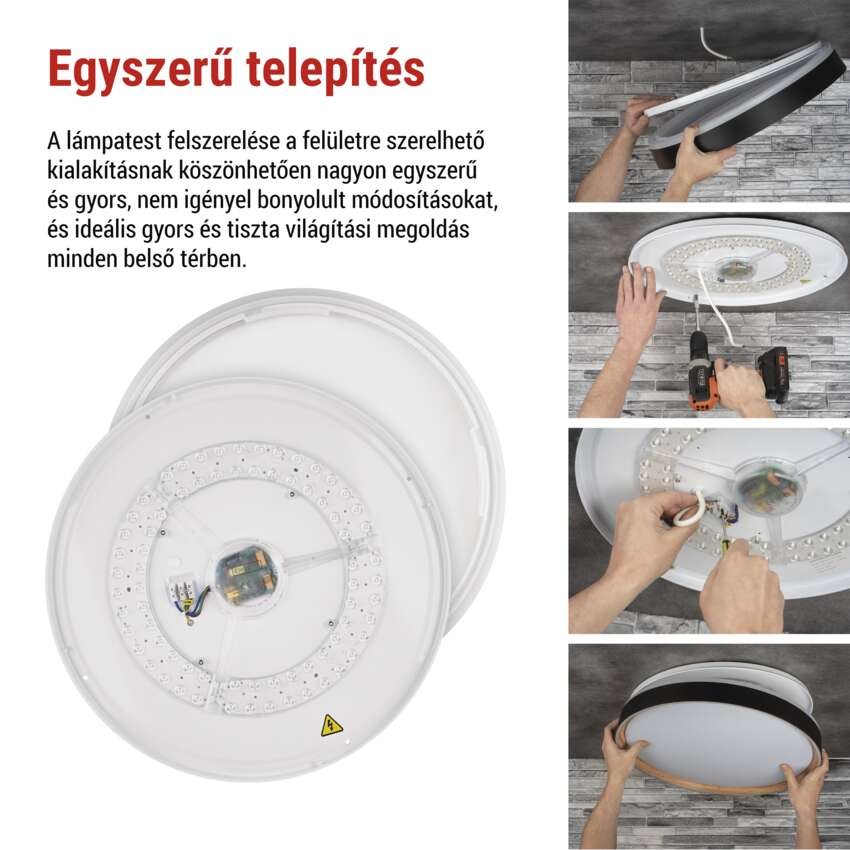 ILVI LED-es felületre szerelhető lámpa, kör alakú, 45 W, fényerő-szabályozás + CCT, feket