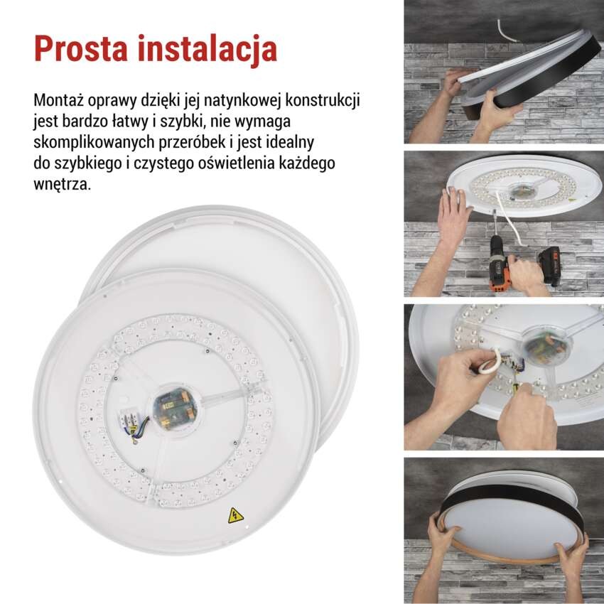 Oprawa LED do montażu natynkowego ILVI, okrągła, 45 W, regulacja jasności + CCT, czarna +