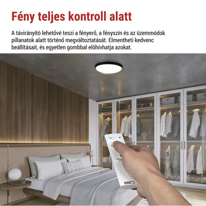 ILVI LED-es felületre szerelhető lámpa, kör alakú, 45 W, fényerő-szabályozás + CCT, feket