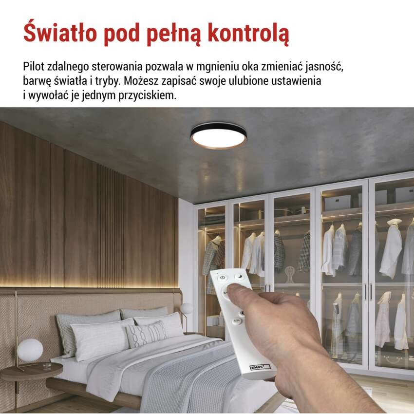 Oprawa LED do montażu natynkowego ILVI, okrągła, 45 W, regulacja jasności + CCT, czarna +