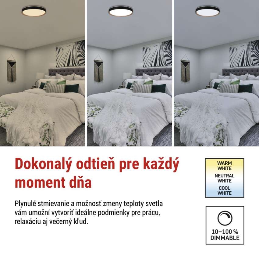 LED nástenné svietidlo ILVI, kruhové 45 W, stmievanie + CCT, čierna + drevo