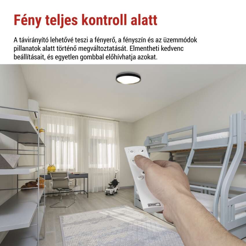 ILVI LED-es felületre szerelhető lámpa, kör alakú, 30 W, fényerő-szabályozás + CCT, feket