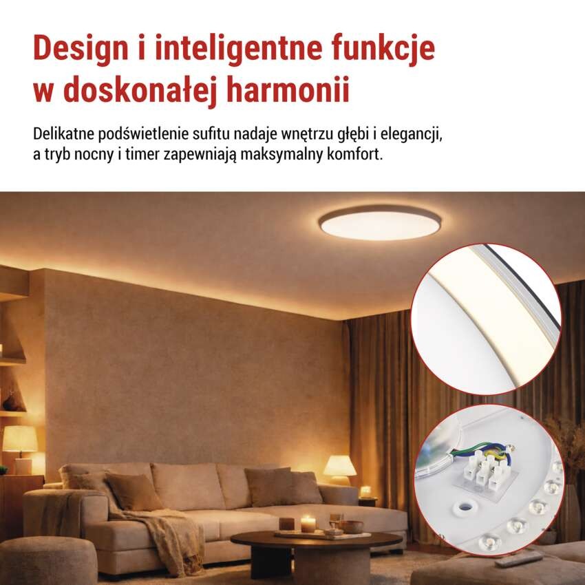Oprawa LED do montażu natynkowego ILVI, okrągła 30 W, regulacja jasności + CCT, czarna + 