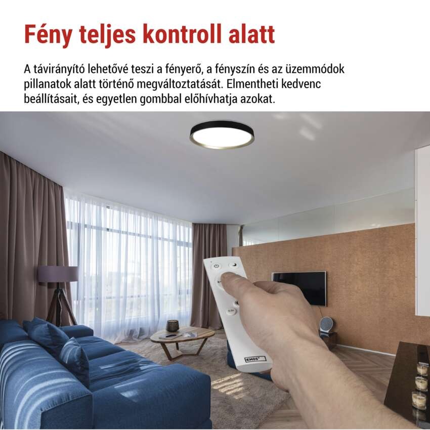 ILVI LED-es felületre szerelhető lámpa, kör alakú, 45 W, fényerő-szabályozás + CCT, feket