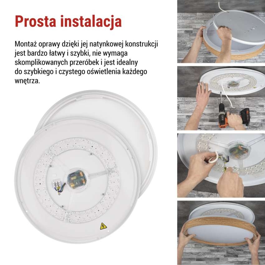 Oprawa LED nawierzchniowa ILVI, okrągła 45 W, regulacja jasności + CCT, drewno