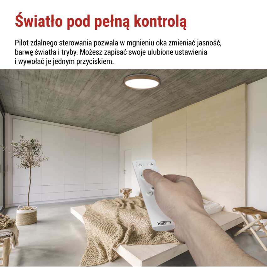 Oprawa LED nawierzchniowa ILVI, okrągła 45 W, regulacja jasności + CCT, drewno