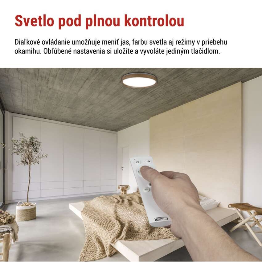 LED nástenné svietidlo ILVI, kruhové 45 W, stmievanie + CCT, drevo