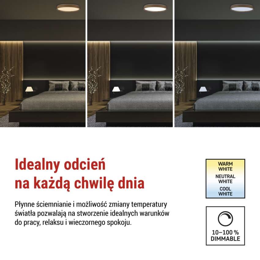 Oprawa LED nawierzchniowa ILVI, okrągła 45 W, regulacja jasności + CCT, drewno
