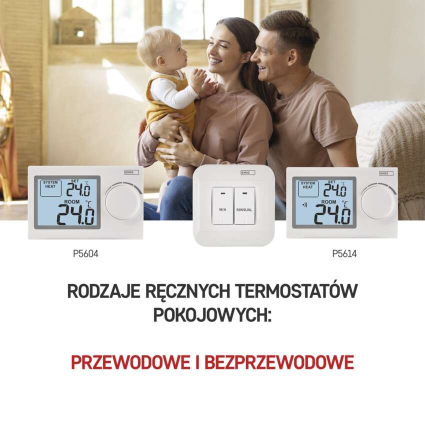 Ręczny termostat pokojowy, bezprzewodowy, P5614