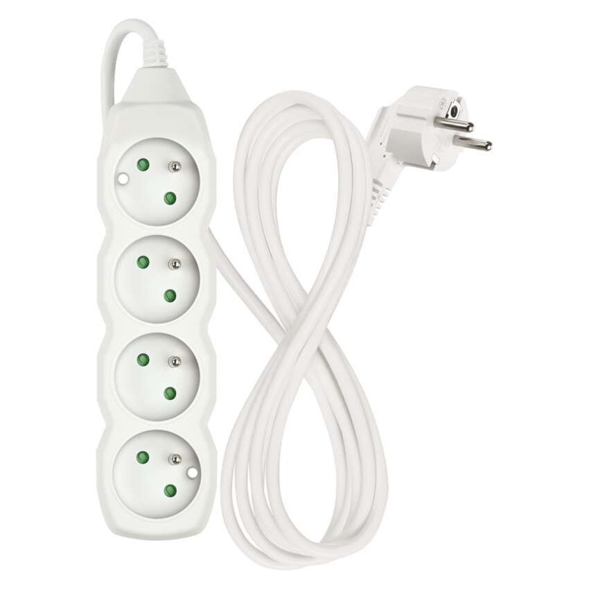 Prodlužovací kabel 2 m / 4 zásuvky / bílý / PVC / 1 mm2