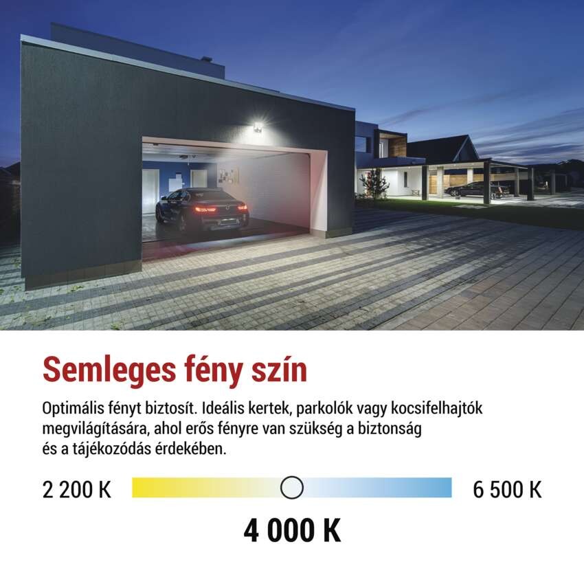 LED-es reflektor TAMBO mozgásérzékelővel, 10 W, 1000 lm, fekete