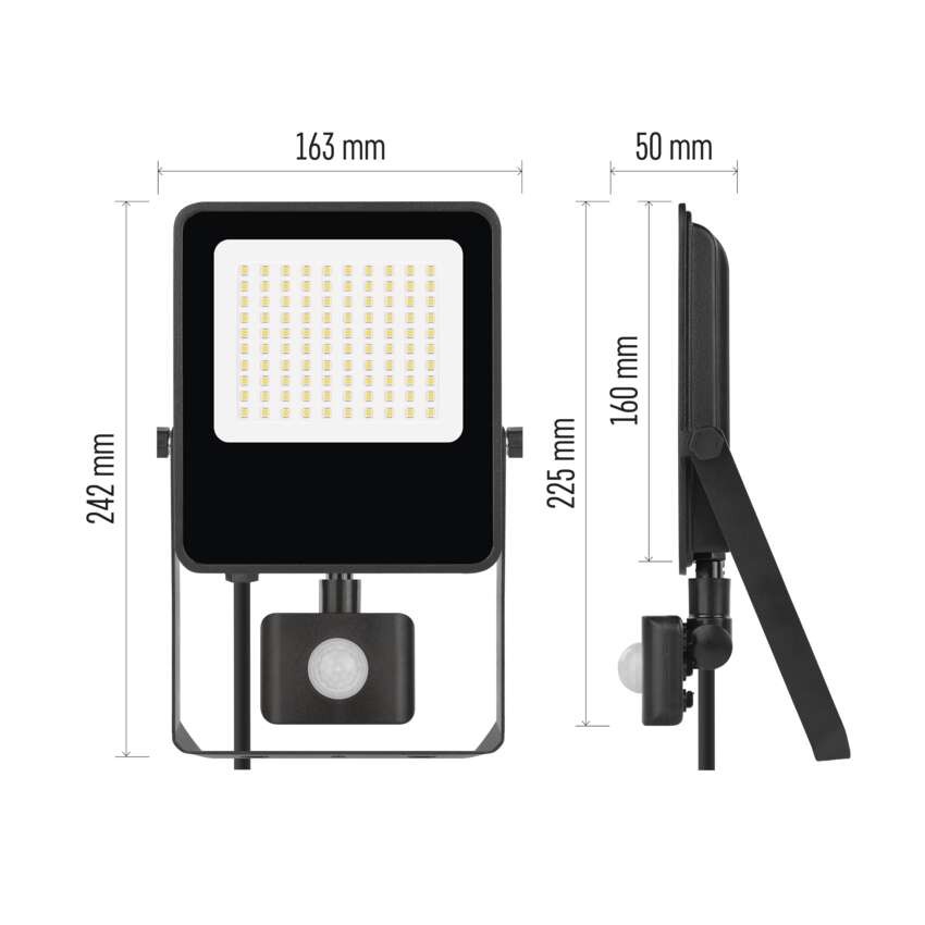 LED prožektorius VISIO su judesio jutikliu, 50 W, juodas, neutraliai baltas